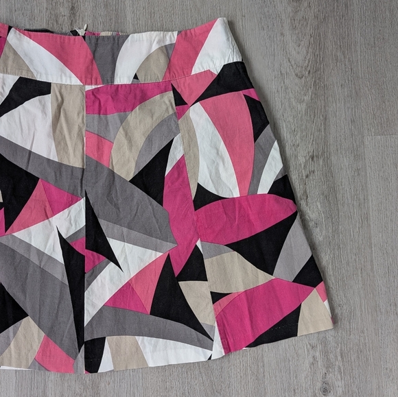 Ricki's Pink, Black & White Abstract Geometric A-Line Cotton Mini Skirt Size 12 - Picture 3 of 9